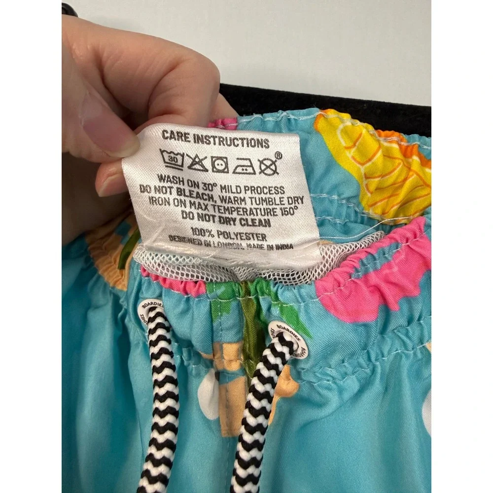 Boardies Apparel Swim Trunks Men Large Turquoise Novelty Pool Float Print Shorts